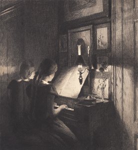 Due bambine al pianoforte da Peter Vilhelm Ilsted