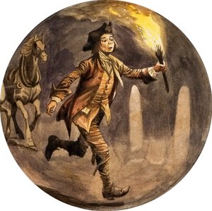 Ragazzo che corre davanti a una carrozza con torcia da Peter Jackson