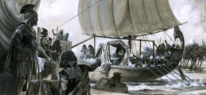 Cleopatra nella sua chiatta (gouache su carta) da Peter Jackson