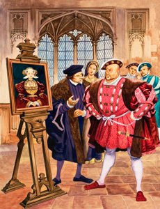 Re Enrico VIII ammira il ritratto di Anna di Cleves di Holbein