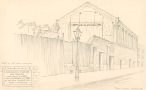 Teatro di Marylebone, Londra, retro del teatro in Mulready Street da Peter Jackson