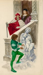 Michelangelo, da ragazzo, scolpisce una statua dalla neve