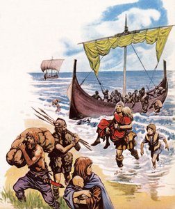 I sassoni arrivano in Britannia con le lunghe barche dalla Germania da Peter Jackson