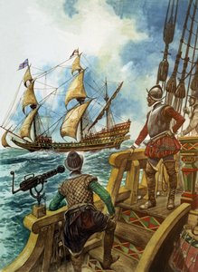 Sir Francis Drake (1540-96) (gouache su carta) da Peter Jackson