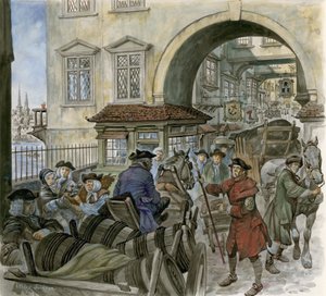 Traffico sul vecchio ponte di Londra da Peter Jackson