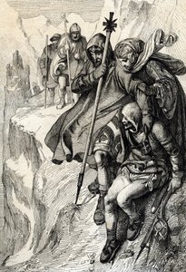 Il re dei Romani Enrico IV attraversa il passo del Monte Cenisio per raggiungere la contessa Matilde di Toscana a Canossa dove si trova papa Gregorio VII, gennaio 1077 da Peter Johann Nepomuck Geiger