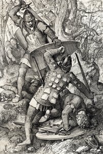 La morte di Ernesto II di Svevia (1010-1030) in una battaglia contro il vescovo di Costanza, Germania