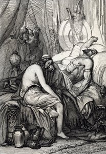 La morte del re degli Unni Attila (395-453) durante il sonno nella notte del suo matrimonio con la germanica Ildico, 453