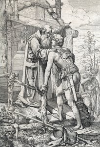 Il giovane Odoacre riceve la benedizione di Severino, Apostolo del Norico, ca. 470 da Peter Johann Nepomuck Geiger