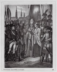 Soldati austriaci in partenza per combattere i francesi, Vienna da Peter Johann Nepomuk Geiger