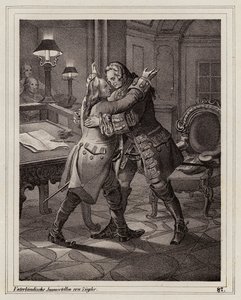 Eugenio di Savoia abbraccia il Duca di Marlborough, Guerra di successione spagnola da Peter Johann Nepomuk Geiger