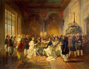 Pranzo offerto a Smirne da Halim Pasha, illustrazione da Il viaggio di Massimiliano d