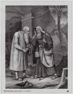 San Paolo di Tebe, eremita cristiano (incisione) da Peter Johann Nepomuk Geiger