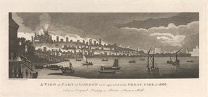 Veduta di Parte di Londra come appariva nel Grande Incendio del 1666 da Peter Mazell
