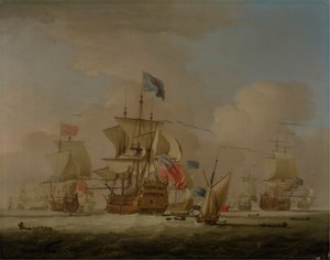 Navi da guerra britanniche e uno sloop da Peter Monamy