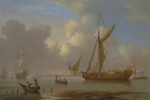 Yacht reale ancorato senza vento