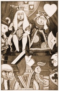 Il re e la regina di cuori erano seduti sul loro trono, illustrazione per Le avventure di Alice nel Paese delle Meraviglie di Lewis Carroll, 1901