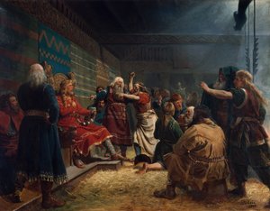 Haakon il Buono e i contadini al sacrificio della gabbia da Peter Nicolai Arbo