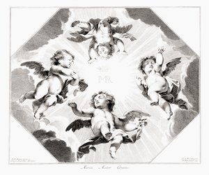 Quattro angeli bambini che celebrano la Vergine Maria da Peter Paul (after) Rubens