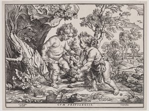Bambino Gesù e San Giovanni che giocano con un agnello, incisione di Christoffel Jegher (1596-1653), dopo il 1632 da Peter Paul (after) Rubens