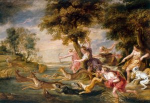 Diana e ninfe che cacciano cervi, c.1673