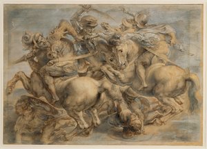 Battaglia di Anghiari (inchiostro bruno, pietra nera, pennello, penna, lumeggiato con guazzo e bianco di piombo) da Peter Paul Rubens
