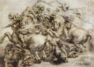 Battaglia di Anghiari, dopo Leonardo da Vinci (penna e inchiostro con lavaggio su carta)