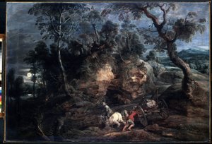 Paesaggio con portatori di pietre