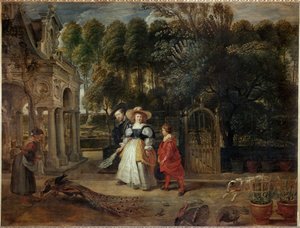 Peter Paul Rubens e la seconda moglie Helene Fourment in giardino (olio su tela) da Peter Paul Rubens