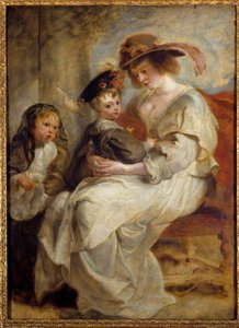 Ritratto di Helene Fourment (1614-1673), la seconda moglie del pittore con i due figli della coppia (1634)