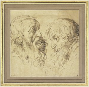Foglio di studio: due teste barbute di profilo, una a destra e una a sinistra da Peter Paul Rubens