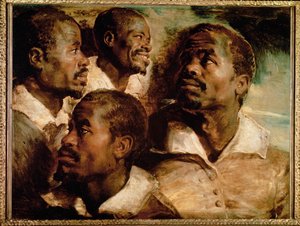 Studi di testa di uomo nero (pittura su tela) da Peter Paul Rubens