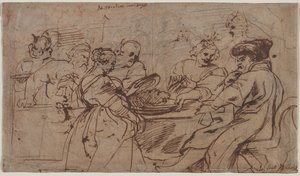 Il banchetto di Erode recto Tomiri con la testa di Ciro verso, c. 1637-1638