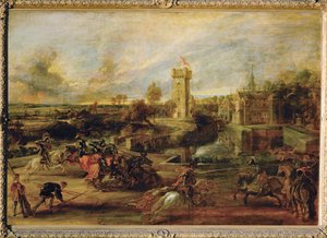 Torneo presso il fossato del Castello di Steen (dipinto su tavola) da Peter Paul Rubens
