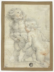 Due putti con agnello