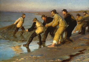 Pescatori tirano le reti sulla spiaggia di Skagen da Peder Severin Krøyer