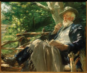 Ritratto del poeta Holger Drachmann nella foresta di Skagen da Peder Severin Krøyer
