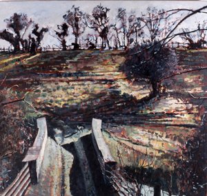 Ponte e cane, 2000 (olio su tela)