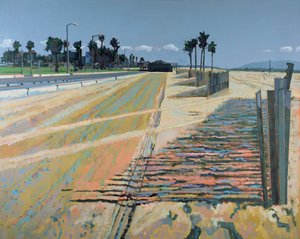 Recinto sulla spiaggia, Santa Monica, USA, 2002 (olio su lino)