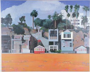 Case sotto la scogliera, Santa Monica, USA, 2002 (olio su lino)
