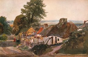 Un vicolo con cottage, c1820