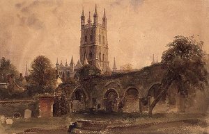 Cattedrale di Gloucester con le rovine della chiesa di Santa Caterina