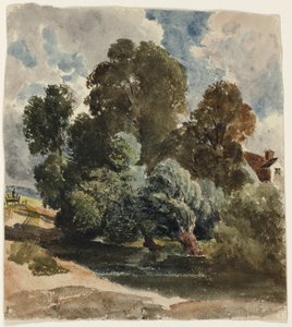 Boschetto di alberi (recto), Schizzo della chiesa di Aderley (verso)