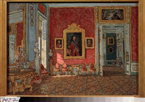 La sala cramoisie di disegno nel castello di Kouskovo (Mosca, Russia) da Petr Ivanovic Petrovichev