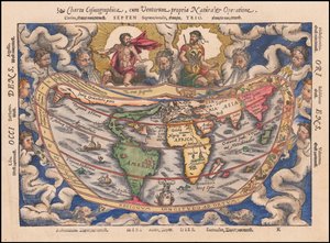 1544 map - Charta Cosmographica, Cum Ventorum Propria Natura et Operatione