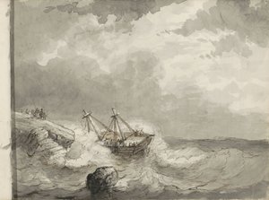 Naufragio su una costa rocciosa da Petrus Johannes Schotel (circle of)