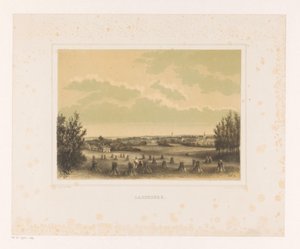 Vista di un prato con covoni di grano presso la tenuta di Larenberg da Petrus Josephus Lutgers