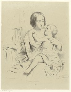 Madre con bambino in grembo da Petrus Theodorus van Wijngaerdt