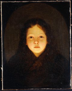 Una ragazza, testa e spalle