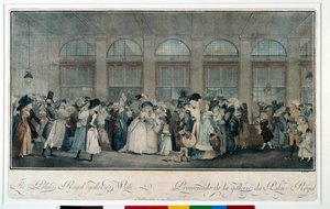 Passeggiata attraverso la galleria del palazzo reale nel 1787 da Philibert Louis Debucourt